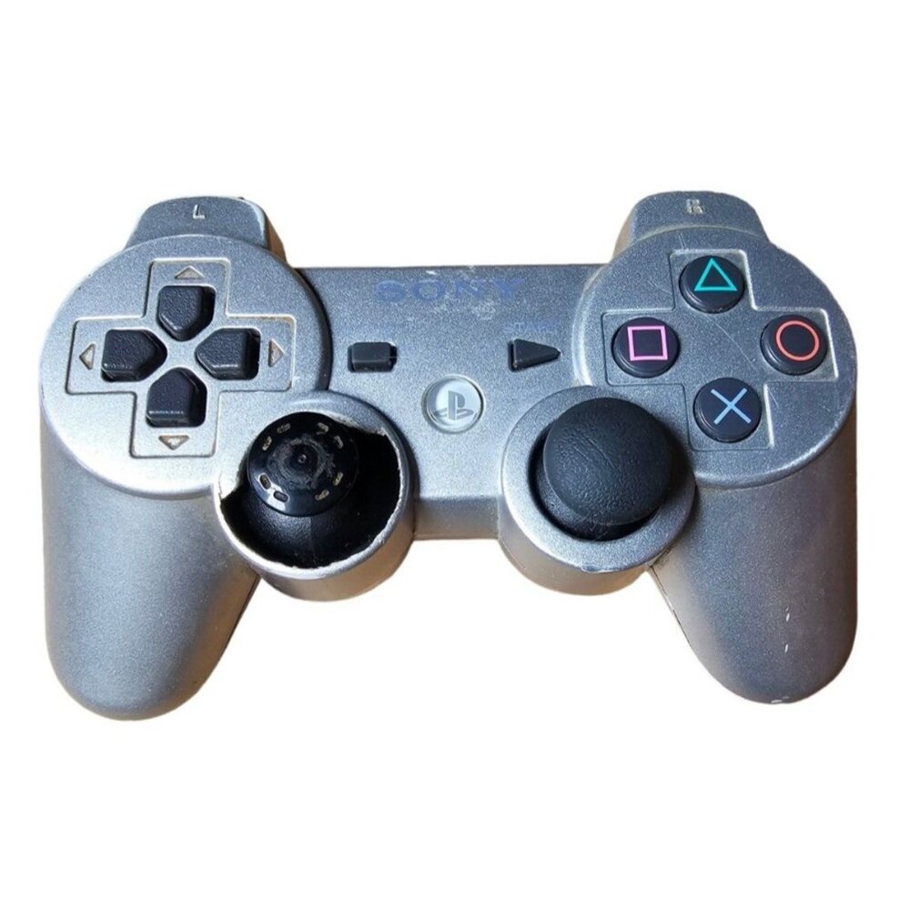 Sony Playstation 3 Silver DualShock 3 Controller Sixaxis FOR PARTS READ DESCRIPT